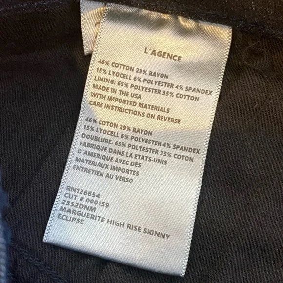 Lagence Marguerite High Rise Skinny Jean In Eclipse Size 25